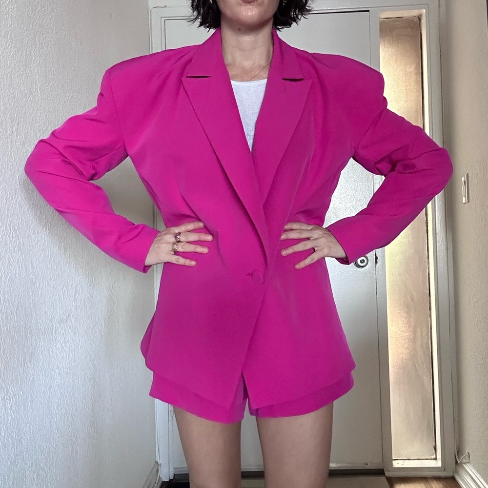 Bluzat Pink Blazer with matching Pink Shorts. Size XS